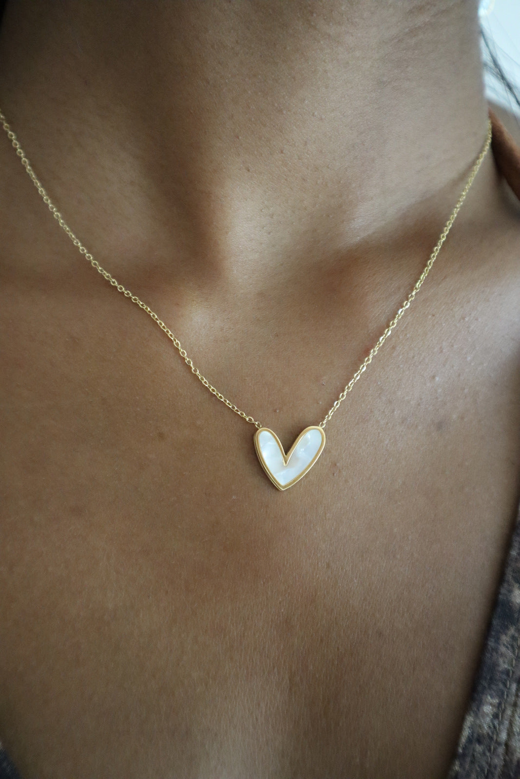 Abigail Mother of Pearl Heart Necklace