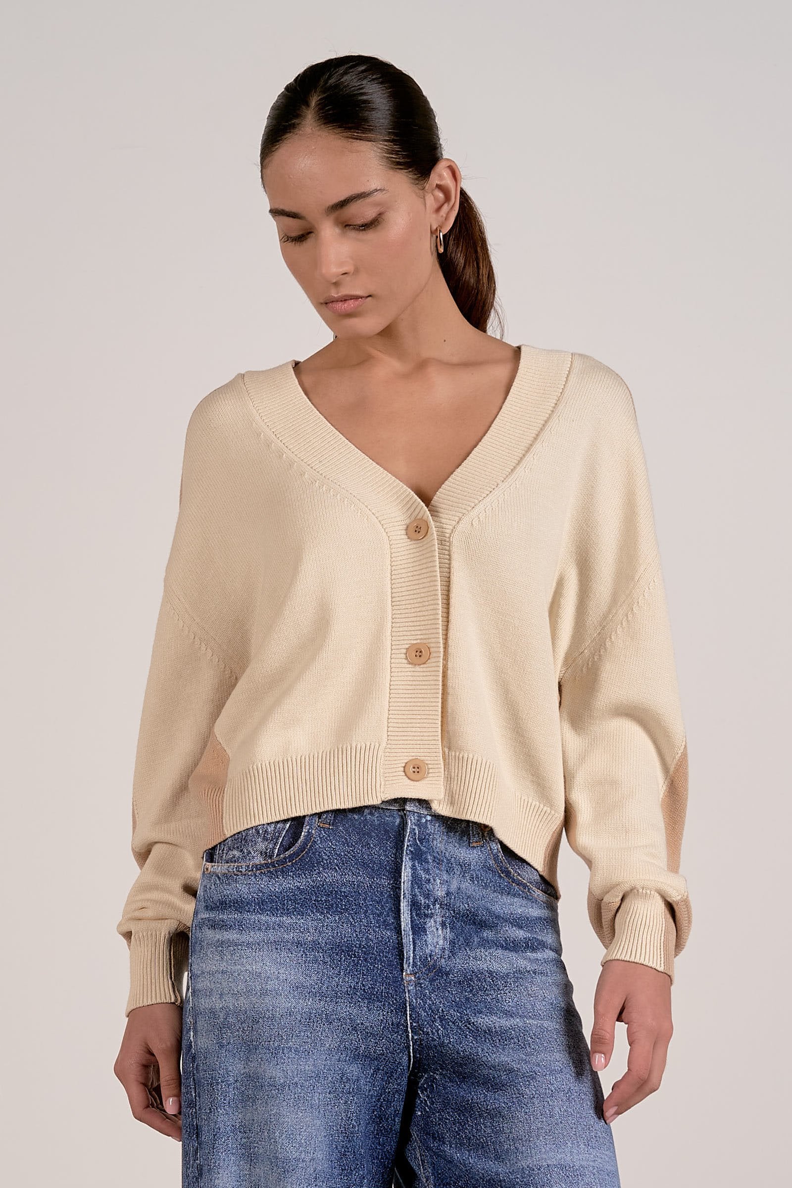 Mina Cardigan – Color Block Button-Up Relaxed Knit Cardigan | Shop