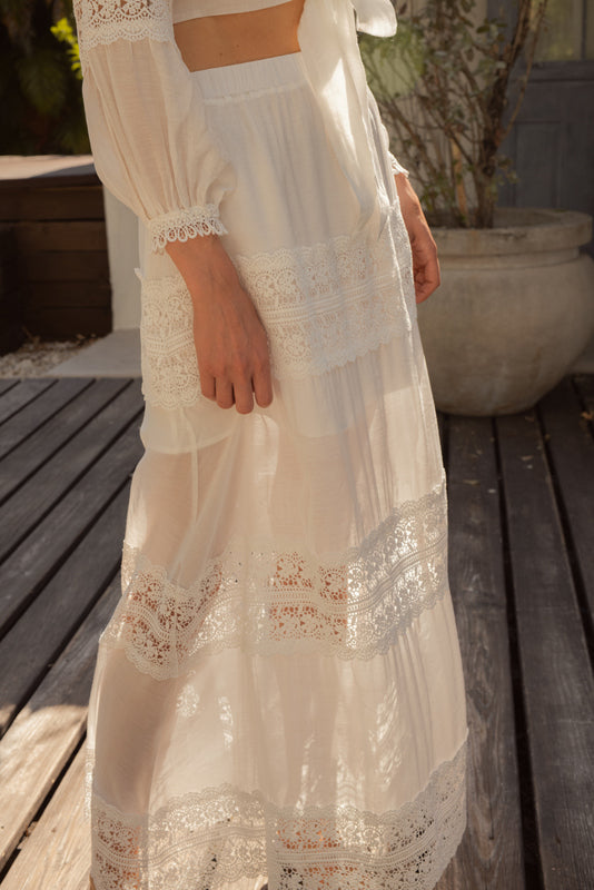 【PORTERNA】Vera May Long Skirt Amira Detail Long Skirt - Rosewood