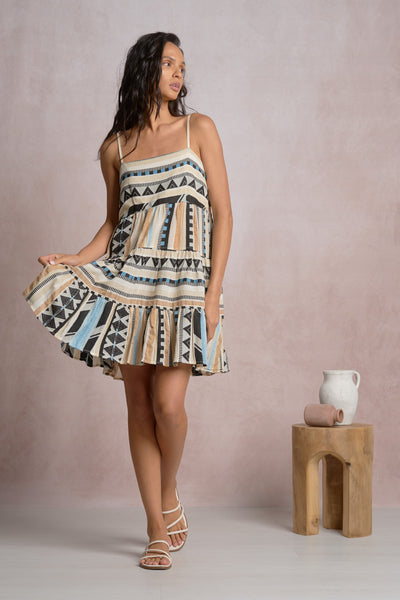 Vega Dress Neutral Aztec / M