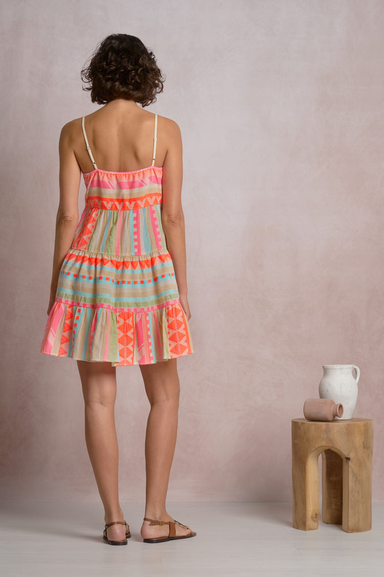 Vega Dress Neon Aztec / M