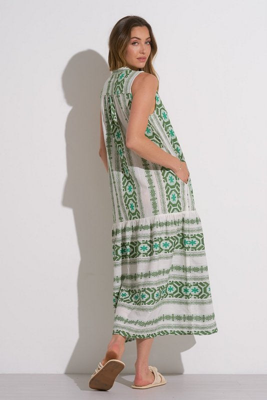 Cyprus Dress - Shop Elan White Green / L Cyprus Dress - Shop Elan White Green / L