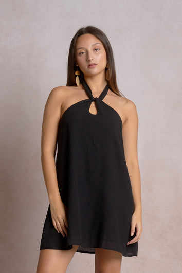 Santorini Halter Dress Black