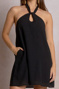 Santorini Halter Dress Black