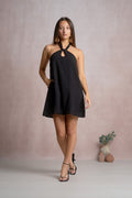Santorini Halter Dress Black