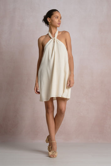 Santorini Halter Dress Off White