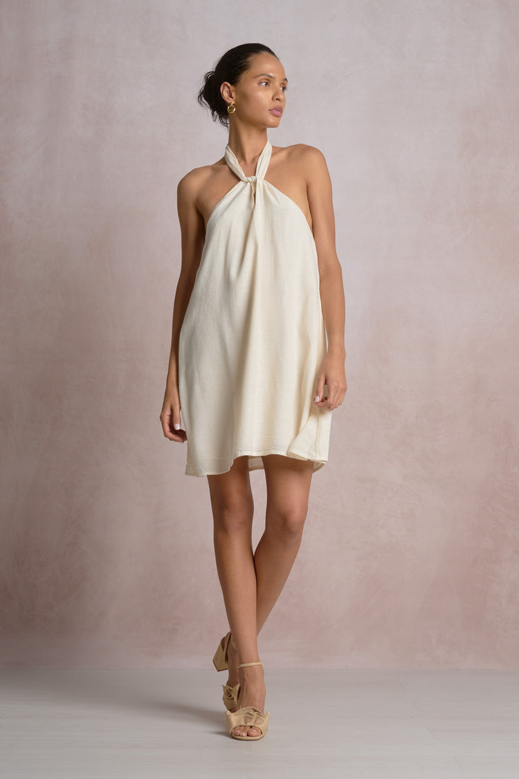 Santorini Halter Dress Off White - Shop Elan