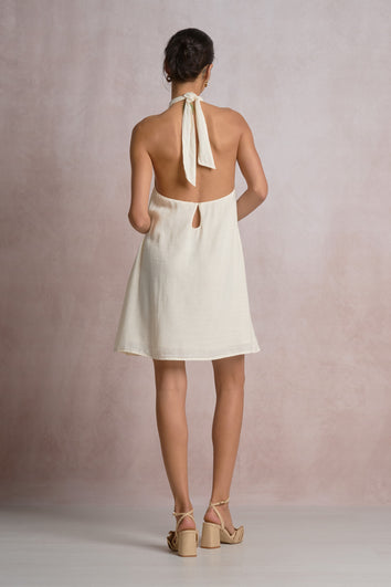 Santorini Halter Dress Off White
