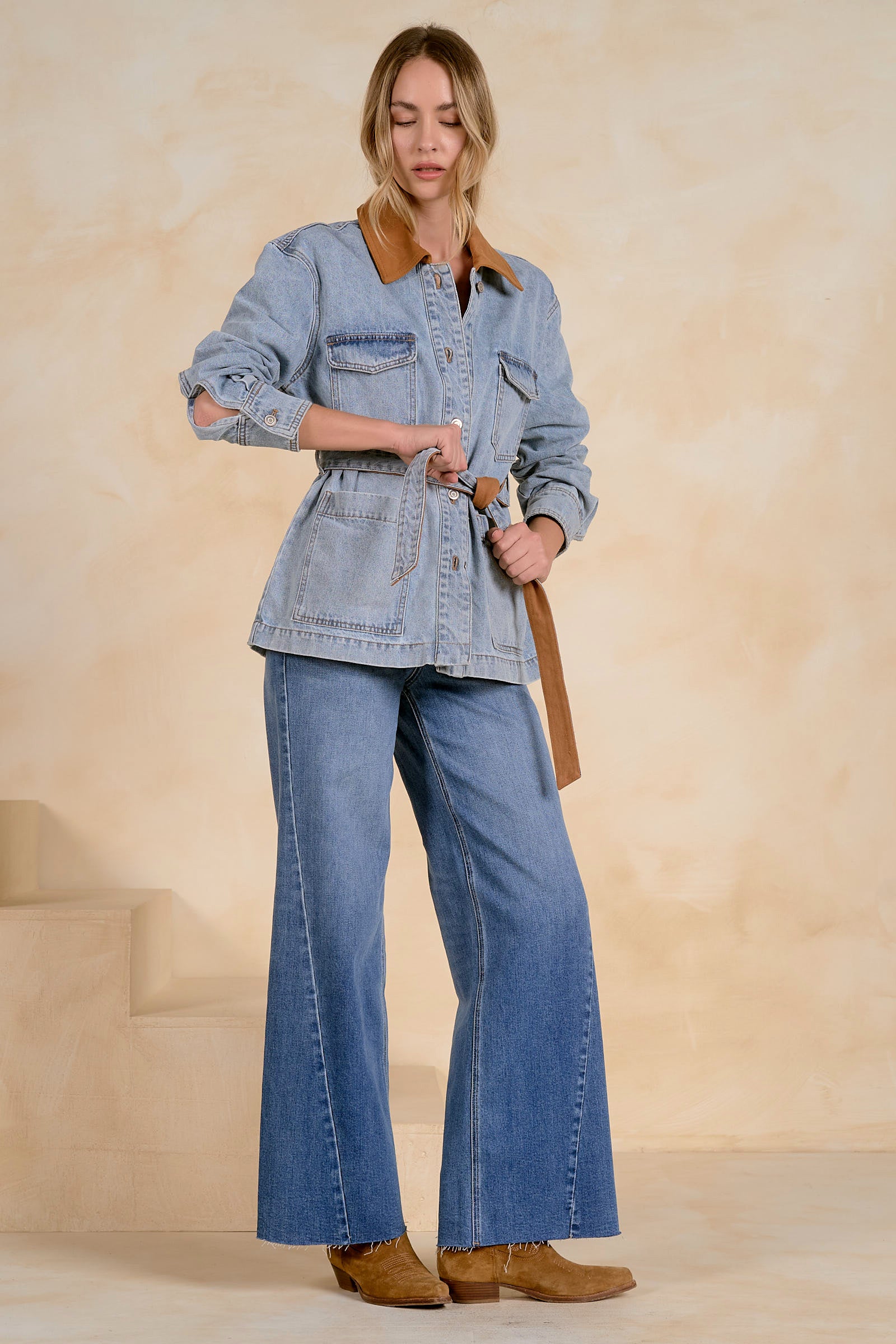 Jericho Jacket | Denim Jacket with Faux Suede Details – Shop Elan