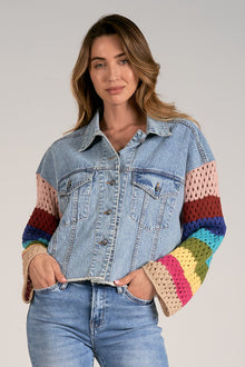  Faye Crochet Denim Jacket