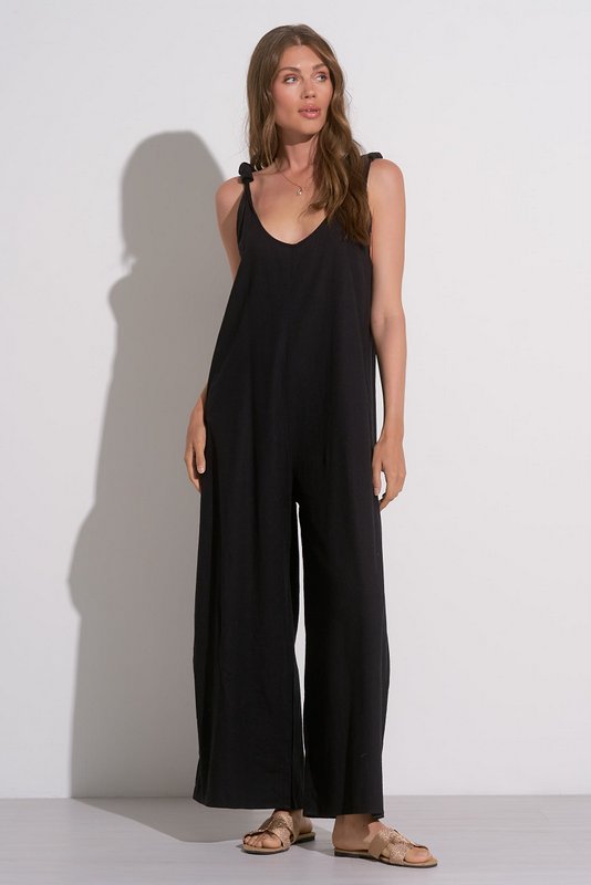 サロペット・オーバーオール・オールインワン louren back tie over jumpsuit / black THE PERMANENT EYE オールインワン 「louren/ローレン」shoulder