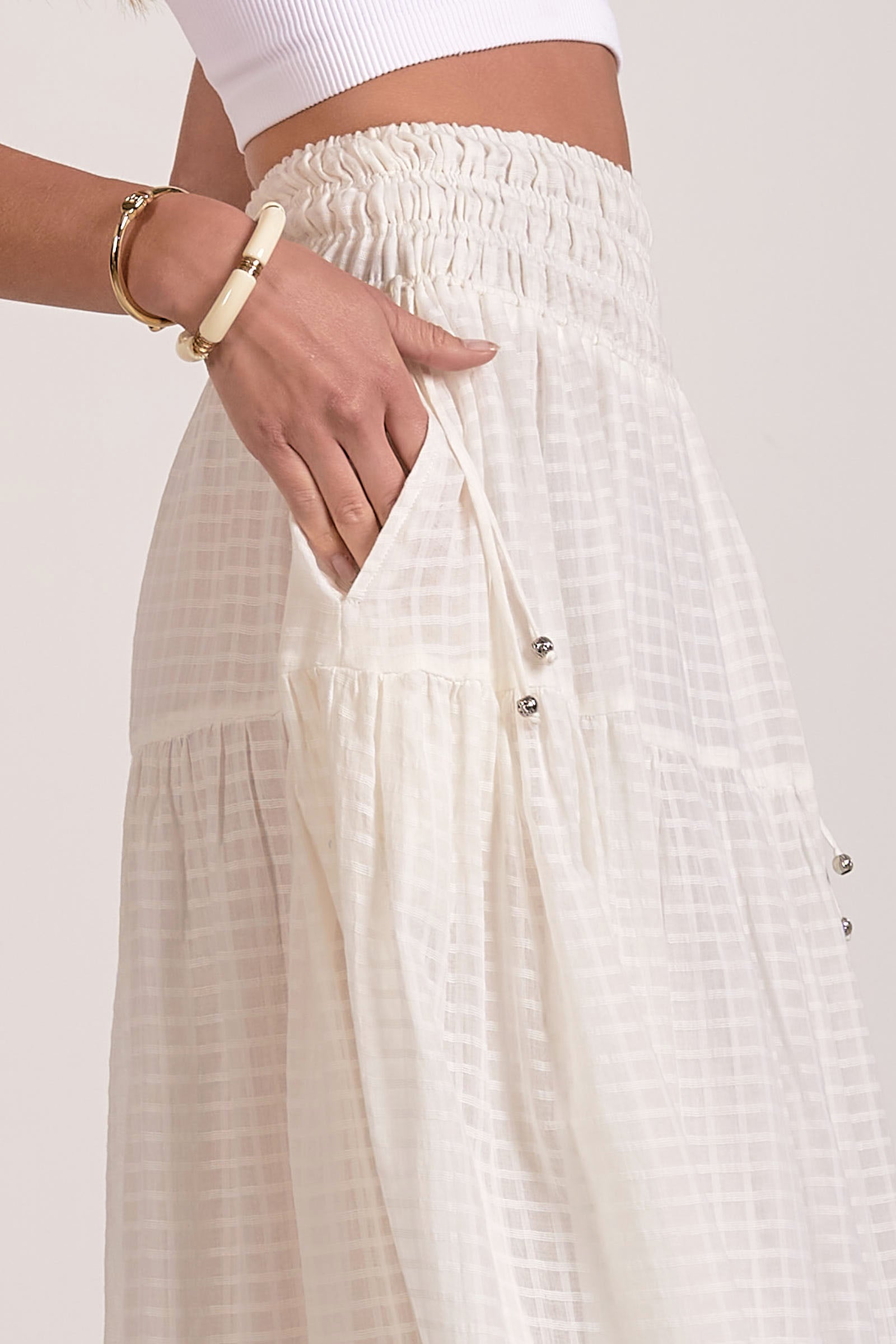 Wave Knit Tiered Skirt – Lightweight Summer Maxi Skirt | ELAN